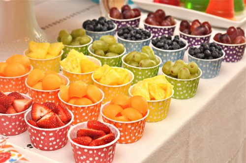 jelly bean rainbow birthday party fruit cups